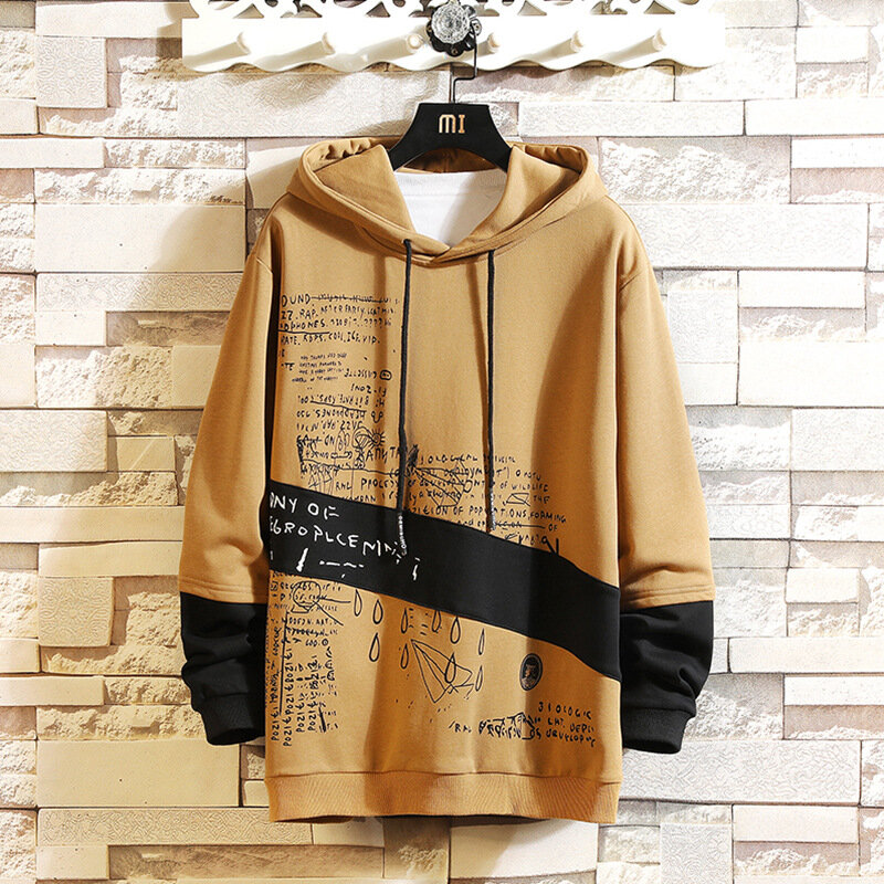 Men's new hooded sweater japanese trend fashion letter printing loose ...