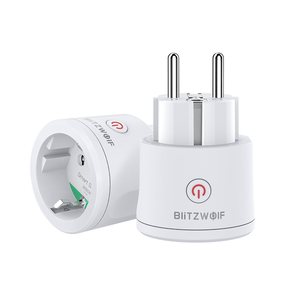 Blitzwolf® bw-shp10 3680w 16a wifi smart plug wireless power socket outlet energy monitoring no hub required app remote control voice control works with amazon alexa and google assistant