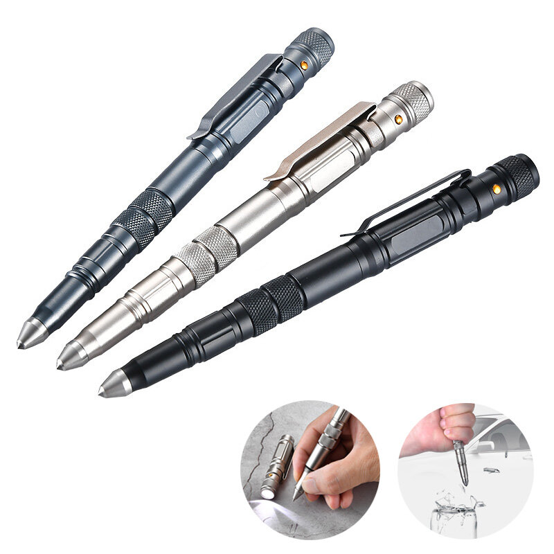 ZANLURE EDC Tactische Pen Aluminium Aanval Hoofd Emergency Blade Zaklamp Outdoor Veilig Beveiligings
