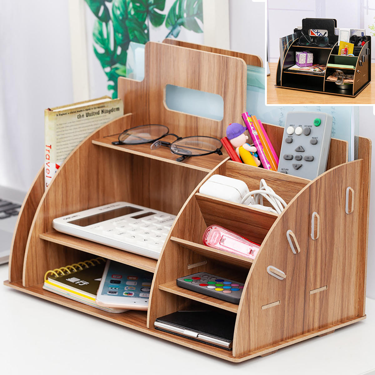 Wooden Desktop Organizer Office Supplies Storage Rack Wooden Desk Organizer Home Office Supply Stora