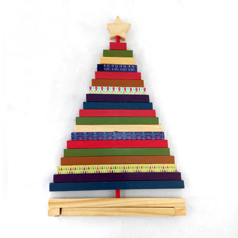 Turn striped christmas tree wood ornaments creative gifts decoration toys