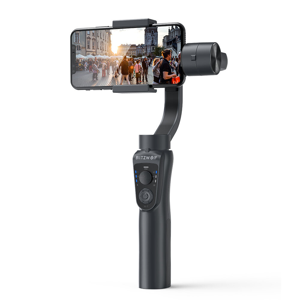 BlitzWolfÂ® BW-BS14 bluetooth 3-Axis Gimbal Stabilizer With Three Adjustable Modes for Mobile Phones - Black