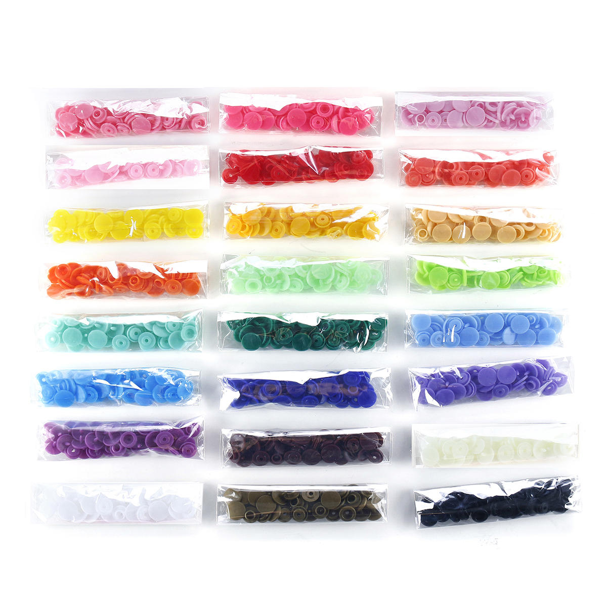240 Sets 24 kleuren DIY kleding Plastic bevestigingsmiddelen Snap / Prong-ringbevestigingen Snap / m