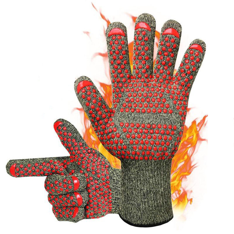 IPRee® 1 Pcs BBQ Grill Glove 300-500℃ Extreme Heat Resistant Gloves Cooking Baking Gloves Camping Picnic