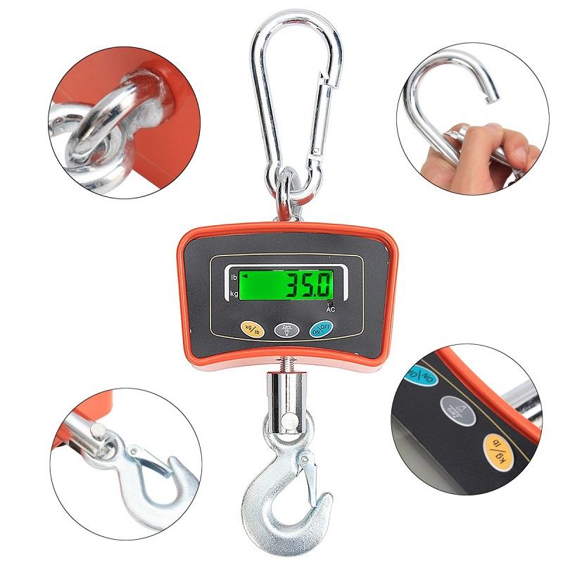 

500KG/1100 LBS Digital Crane Scale 110V/220V Heavy Industrial Hanging Scale Electronic Portable Hook Weighing Balance To