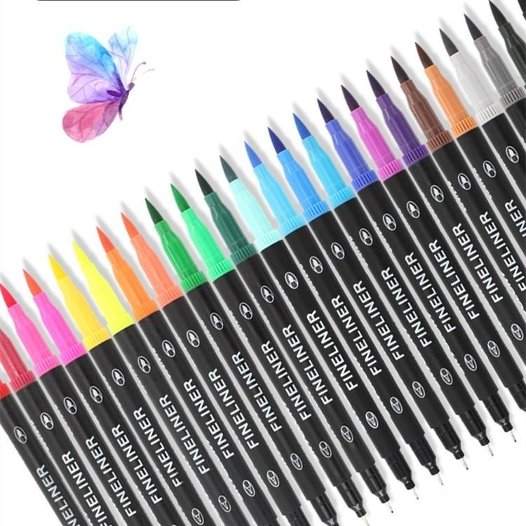 

Skyglory 872 12/24 Pcs/set Dual Head Hook Line Pens Marker Pen Fineliner Extra Fine Watercolor Brush Pen Set
