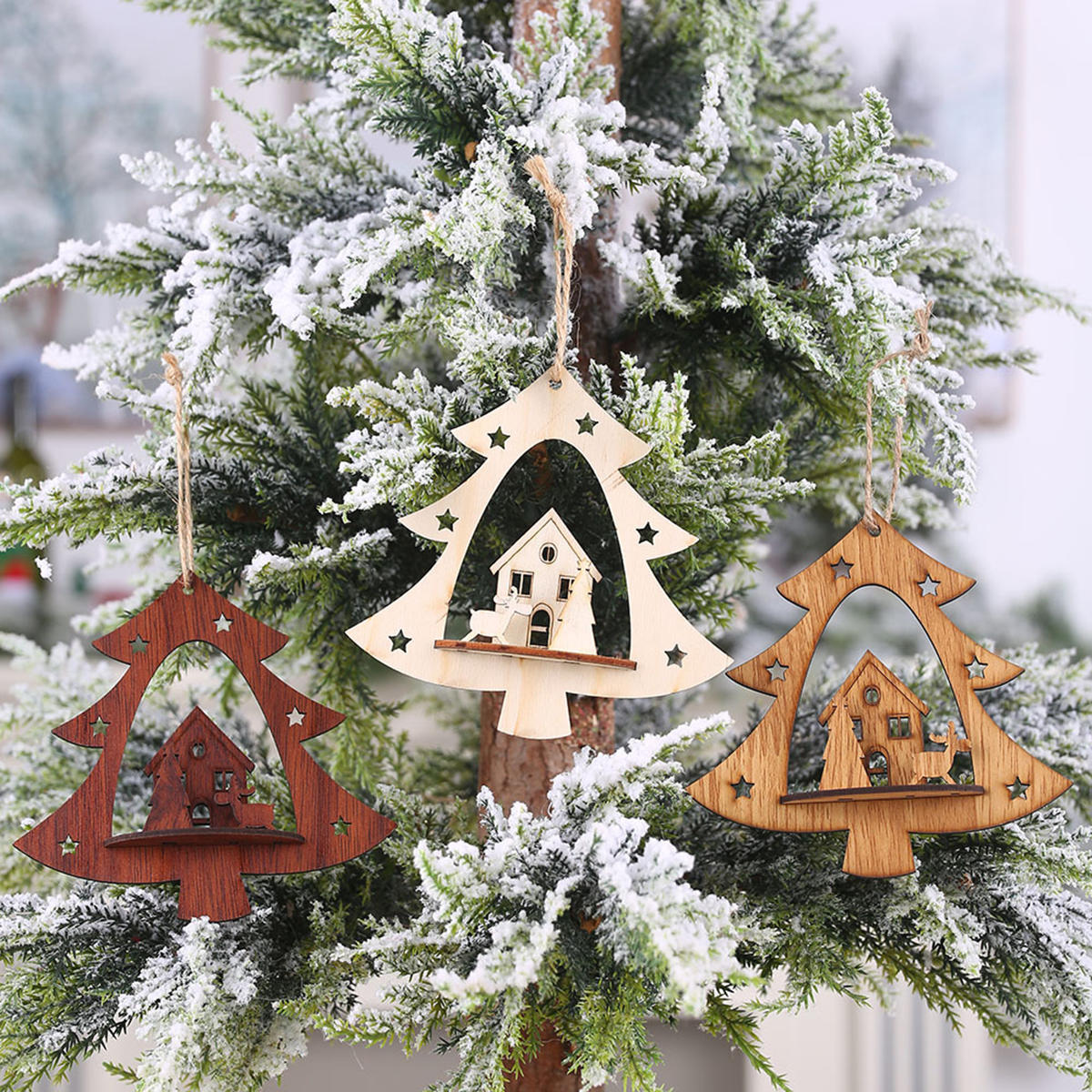 Kerstboom Opknoping Ambachten Houten Ornamenten Decor Home Party Decoratie Geschenken