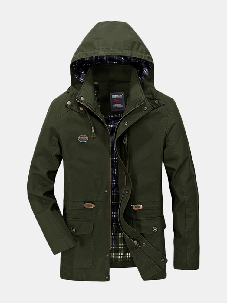 Men winter thick detachable hood pockets cotton cargo jacket Sale sold out