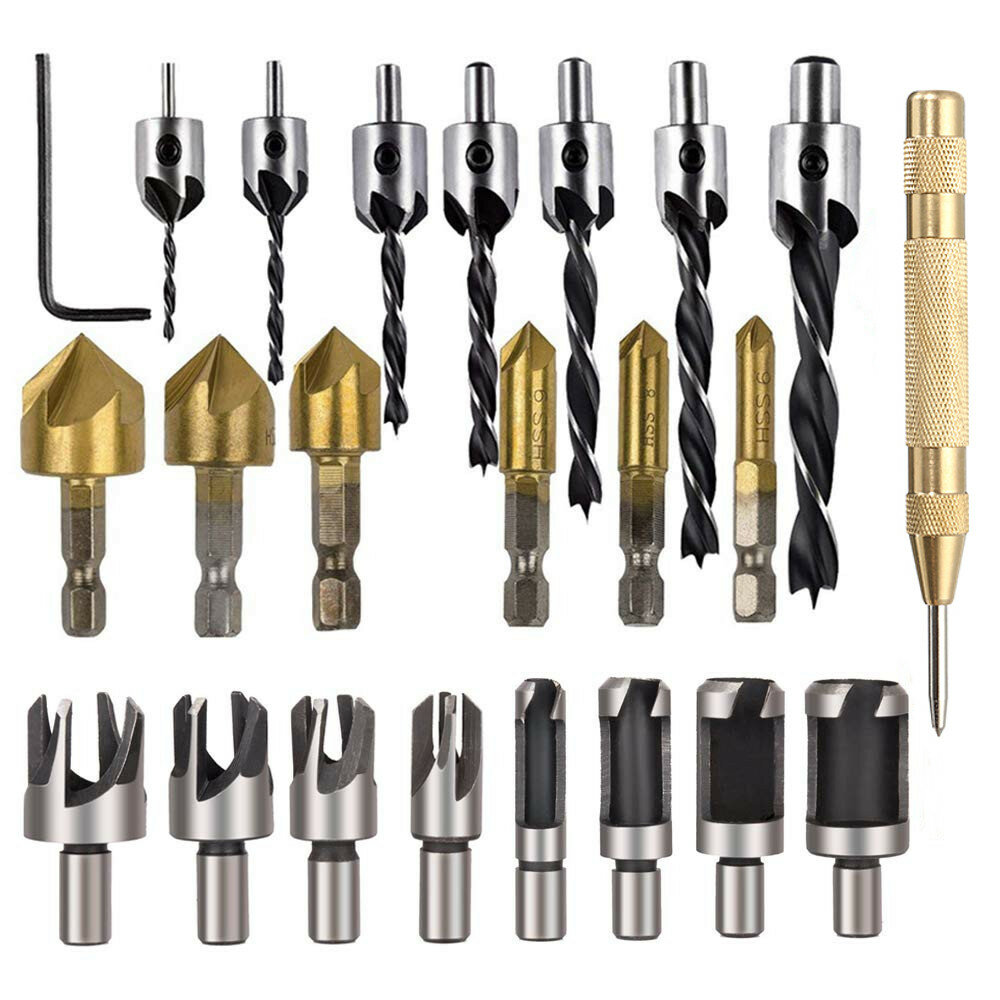 YGY-YGY 7pcs 3mm-10mm 5 Flutes Countersink Drill Bit Set HSS Carpentry Reamer Woodworking Chamfer Drill Drill
