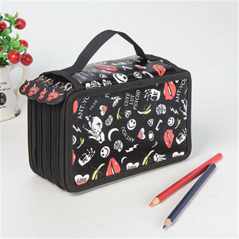 Multifunctional 72 Holes 4 Layers Pencil Case Pencil Curtain Sketch Colored Pencils Bag School Art Painting Supplies