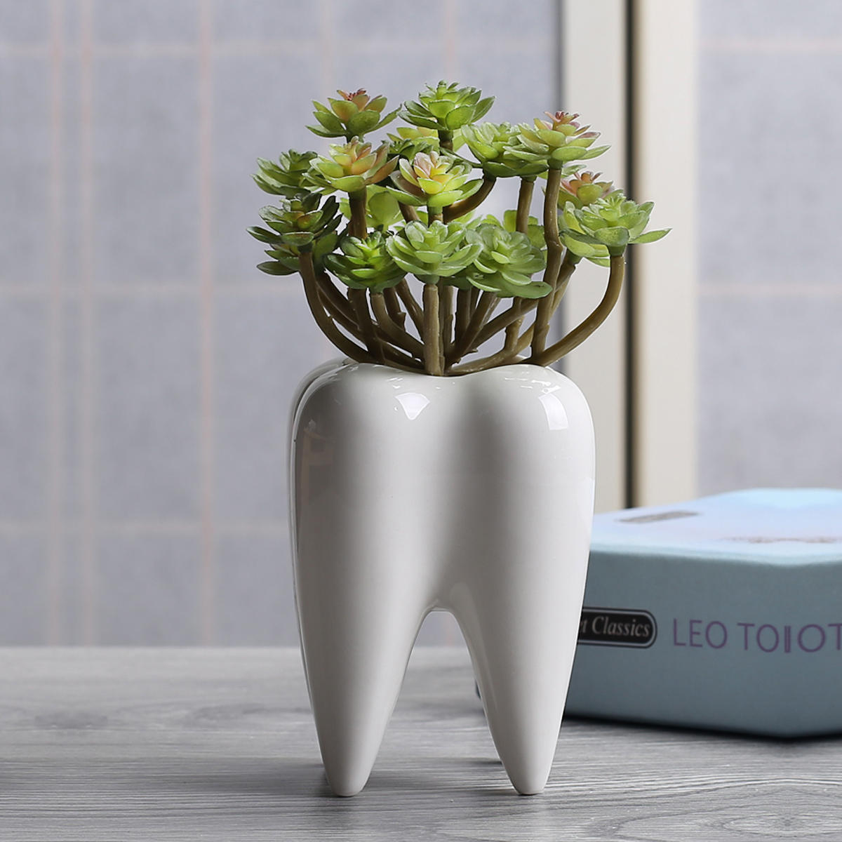 7x10cm Tooth Shape Flower Pot Succulent Plant Storage Ceramic Gardening Potted Creative Home Decor