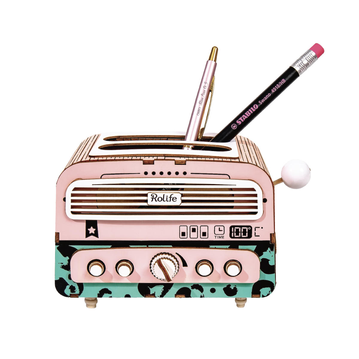 

Robotime TG14 Creative Handmade DIY Assembled Desktop Decoration Toaster Storage Pen Holder Model Toys