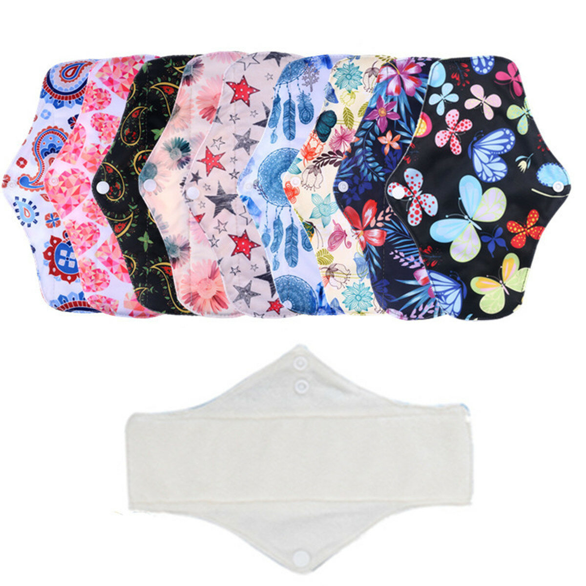 7 Pcs Soft Washable Menstrual Menst Panty Pad Bag Regular Flow Organic Reusable