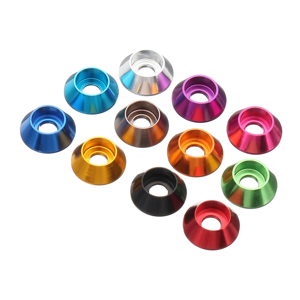 Suleve M5AN2 10Pcs M5 Cup Head Hex Screw Gasket Washer Nuts Aluminum Alloy Multicolor