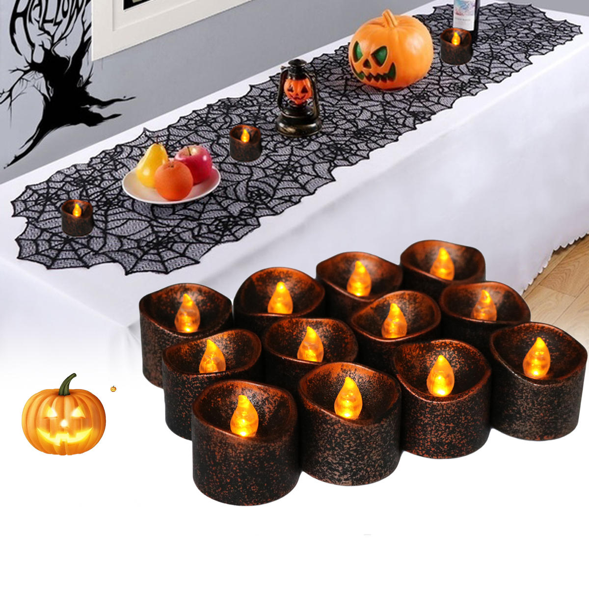 

12PCS Battery Operated Halloween Party Decoration Electronic Flickering LED Candle Light