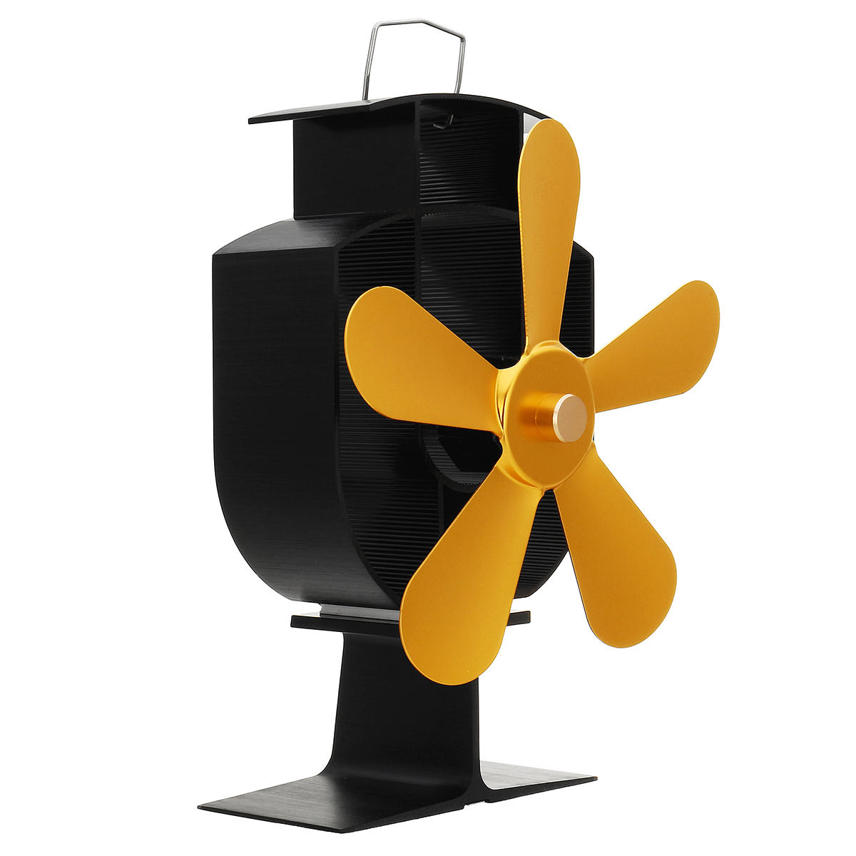 IPRee® Siyah Şömine 4 Bıçaklı Isıtmalı Soba Fanı komin Kütük Odun Ocağı Sessiz Fan Isı Dağıtım Ev Verimli Çevre Dostu