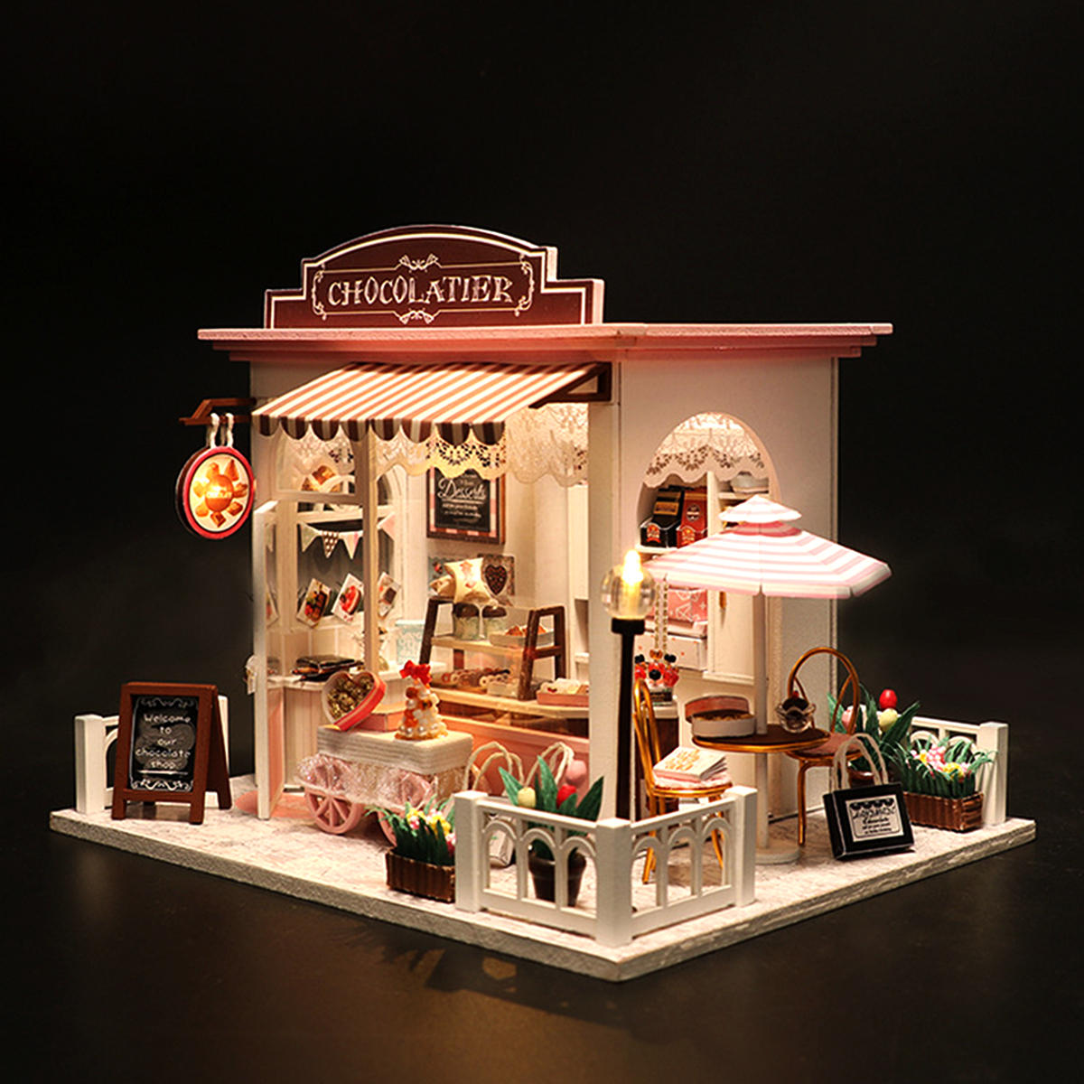 LED Wood DIY Cocoa's Whimsy Assemble Doll House with Sound Light Model Toy