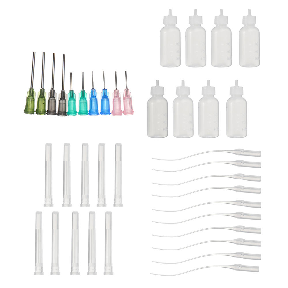 28Pcs/Set Dispensing Needle Kits Blunt Tip Syringe Glue Dropper Plastic Liquid Squeeze Bottle for Refilling and Measurin