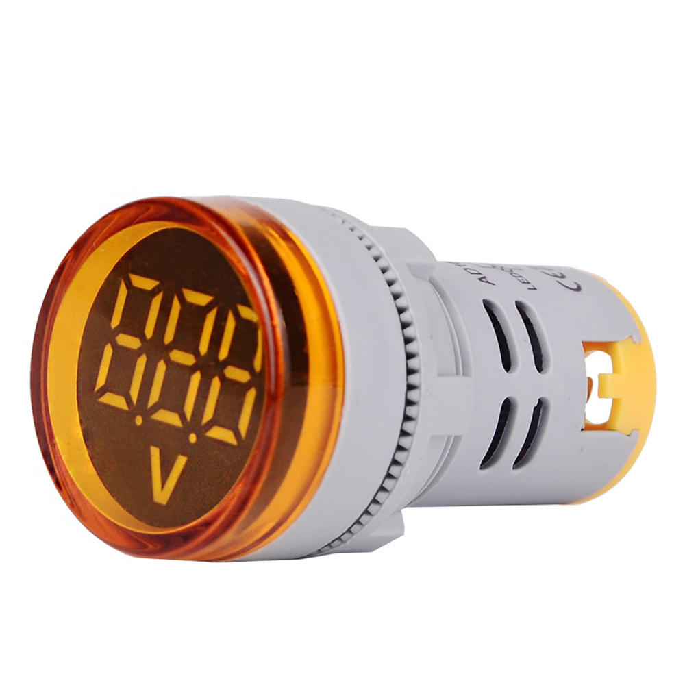 5pcs Yellow ST16VD 22mm Hole Size 6-100 VDC Digital Voltmeter Round Voltage Detector Tester Mini LED Voltage Indicator S