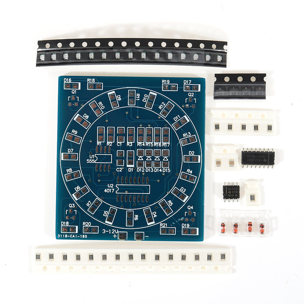 DIY SMD Component Soldering Practice Board Mini PCB Roterende LED Flash Kit
