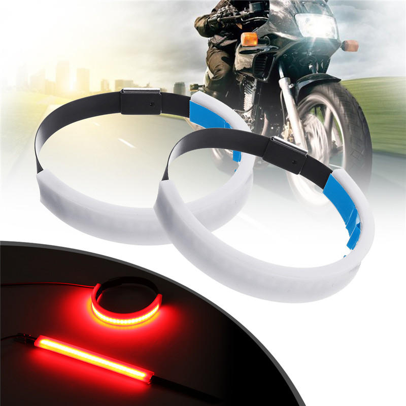 2 x Motorcycle LED Fork Light Strip Turn Signal Daytime Running Lamp White Night Light