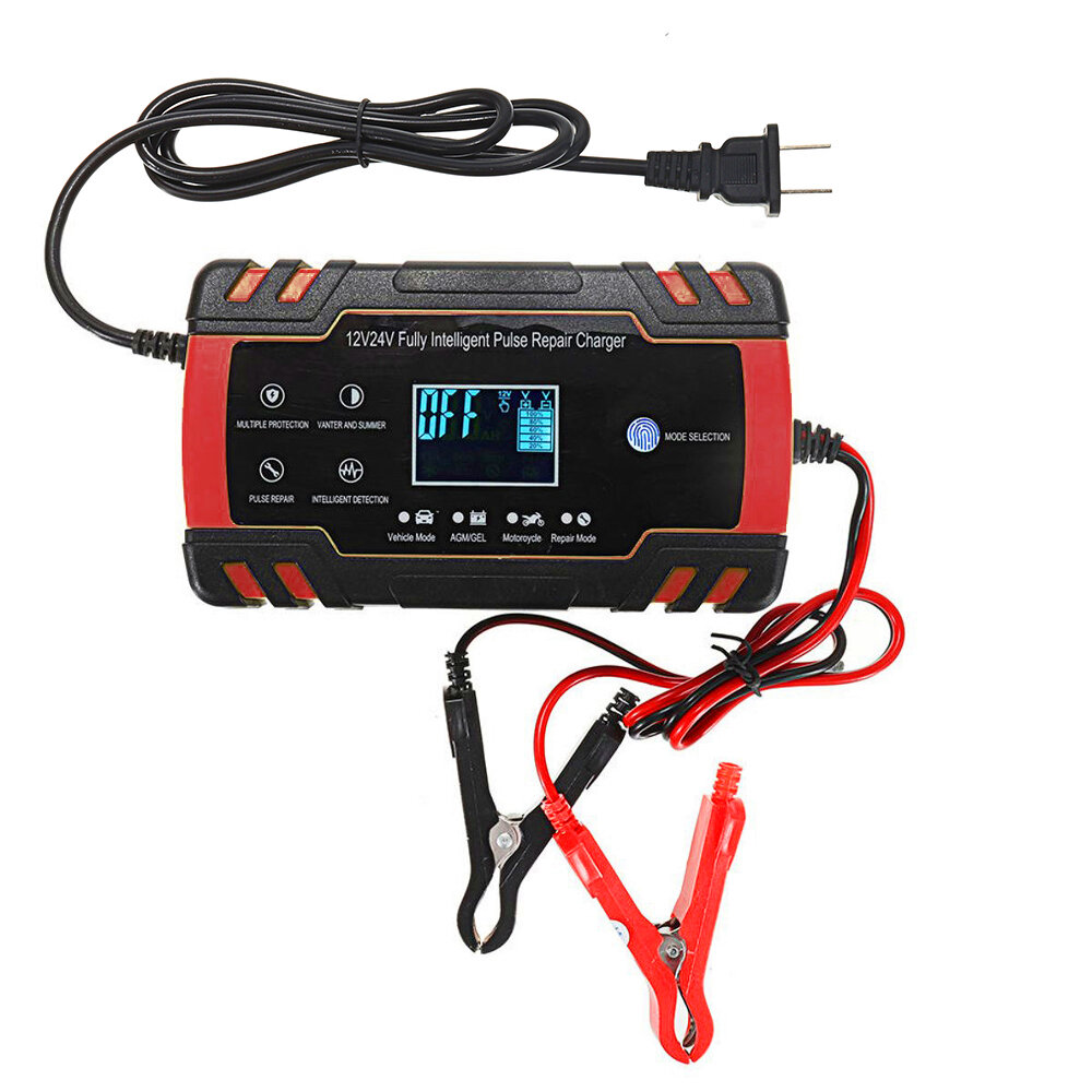 12V/24V 8A Touch Screen Pulse Repair LCD Battery Charger Red For Car Motorcycle Lead Acid Battery Ag