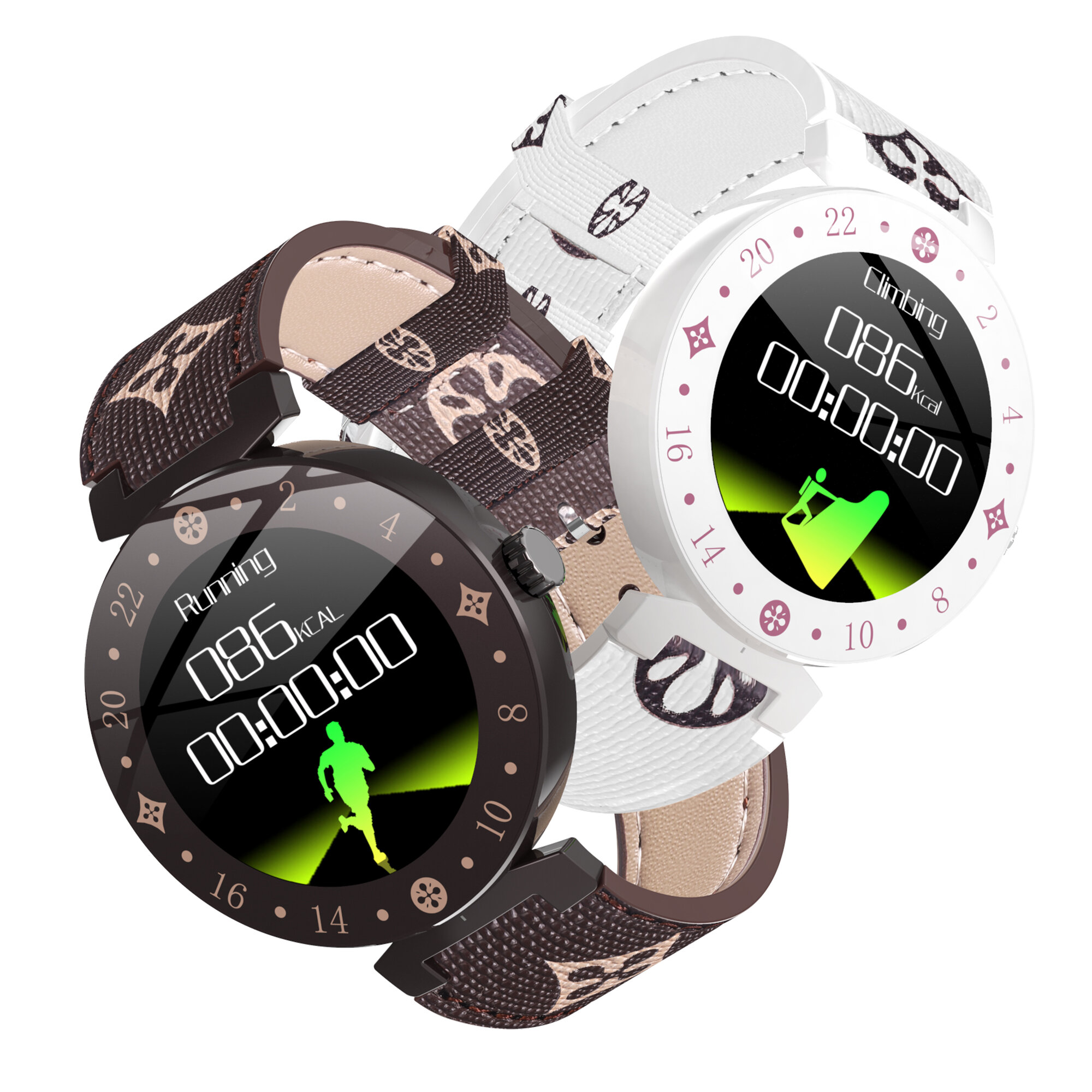 Bakeey R98 Scratchproof IPS Screen HR Blood Pressure Waterproof Message View Leather Smart Watch
