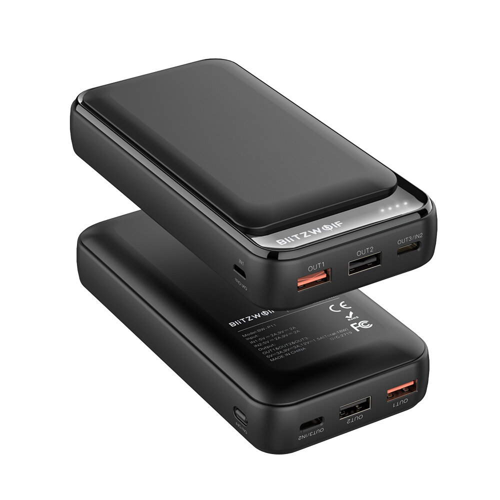 BlitzWolf® BW-P11 20000mAh 18W QC3.0 PD Powerbank Externe batterijvoeding voor iPhone 13 13 Mini 13 Pro Max voor Samsung Galaxy S21 S21 Ultra Huawei P40 Xiaomi