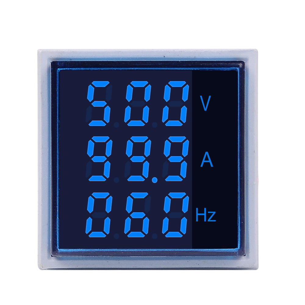 3pcs Geekcreit® 3 in 1 AC 60-500V 100A Square Blue LED Digital Voltmeter Ammeter Hertz Meter Signal Lights Voltage Curre