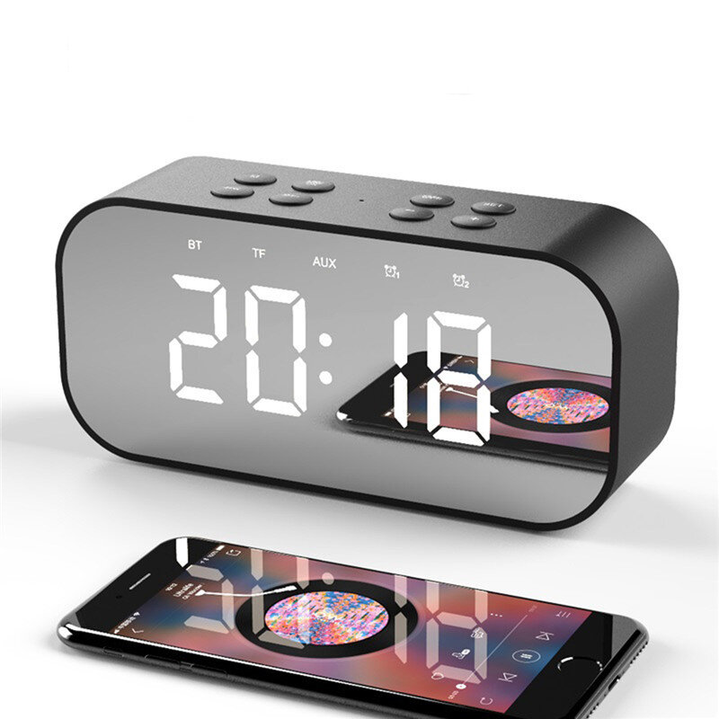 

YUNDOM BT501 Wireless Bluetooth 5.0 Speaker Double Alarm Clock FM Radio HiFi Music Column Subwoofer Hands-free Call Mirr