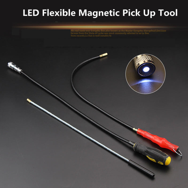 

42CM Flexible Magnetic Magnet Suck Rod Pick Up Tool 3 Type LED Strong Magnet Universal Suck Rod Extendable Pickup Rod St