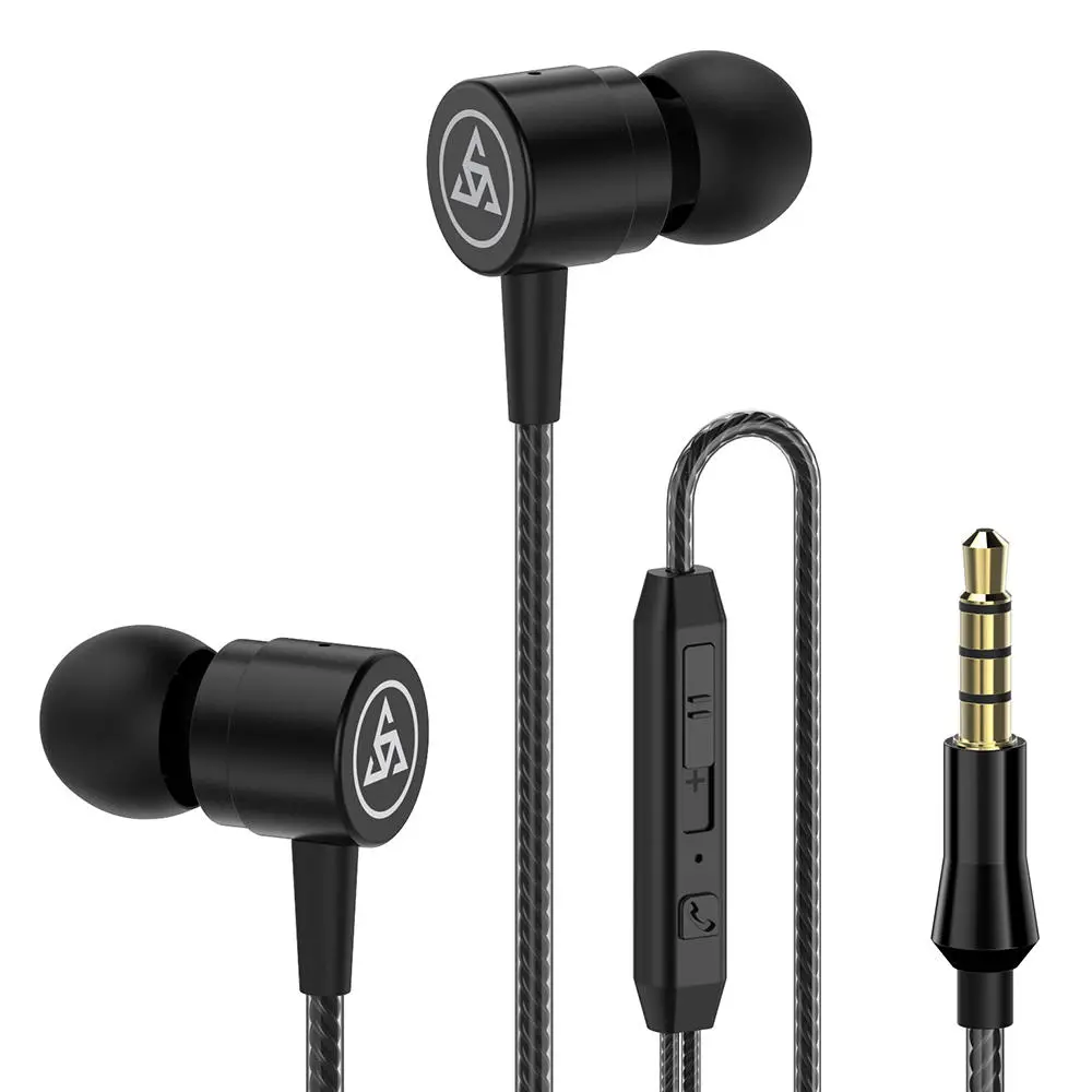PTM D1 Stereo Bass Sport Earphone Volume Control Metal In ear Headphone with Mic