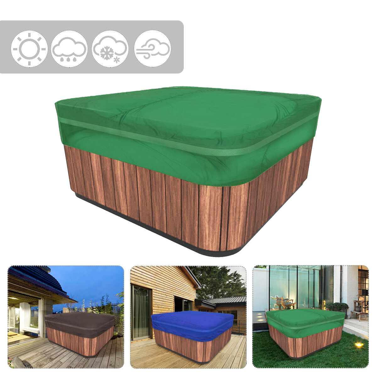 5 Size Oxford Fabric Hot Tub Spa Cover Anti-UV Dustproof Waterproof Protector