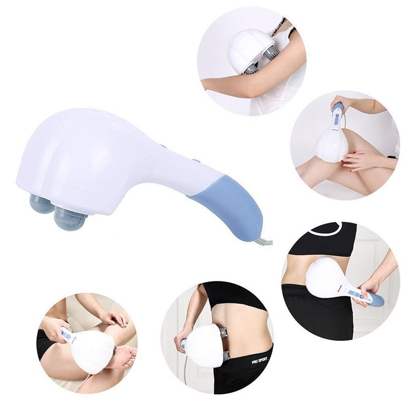 

Electric Massager Hammer Vibrating Double Head Neck Back Body Cervical Vertebra Relax Stick Roller With 6 Massage Heads