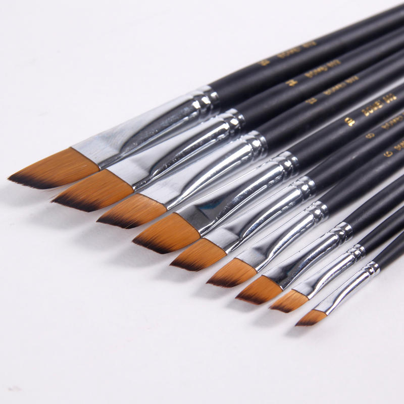 

BGLN 802 9 Pcs/set Nylon Hair Acrylic Oil Painting Brush Oblique Paint Brushes Watercolor Brush Pens School Art Painting