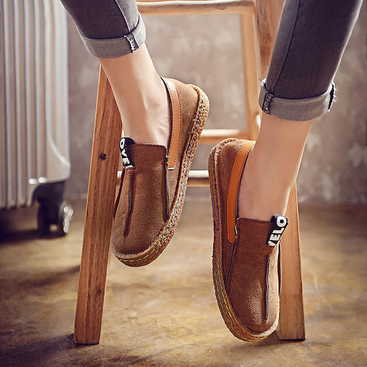 Women Stitching Soft Sole Round Toe Slip On Casual Flats Loafers