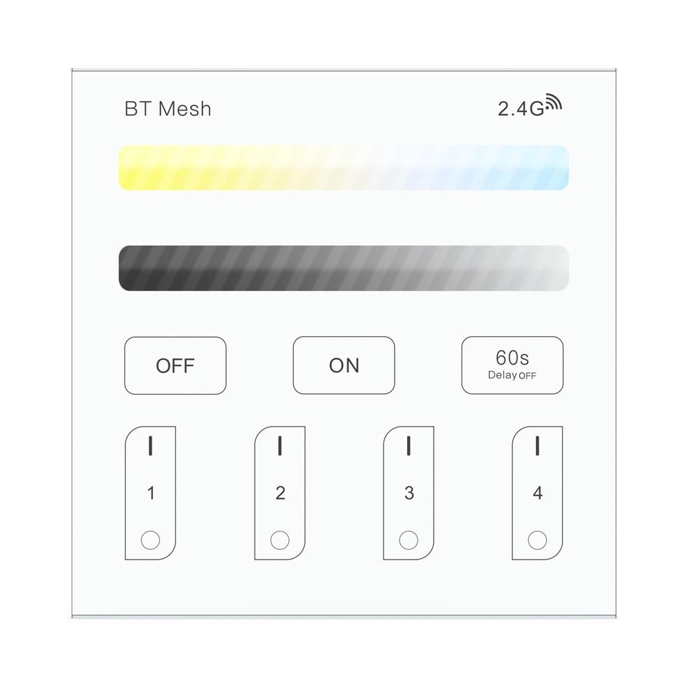 

Battery Powered DC3V ZJ-TRBM-CCT-D bluetooth Mesh RGBCW Smart Touch Remote Panel Dimmer Controller