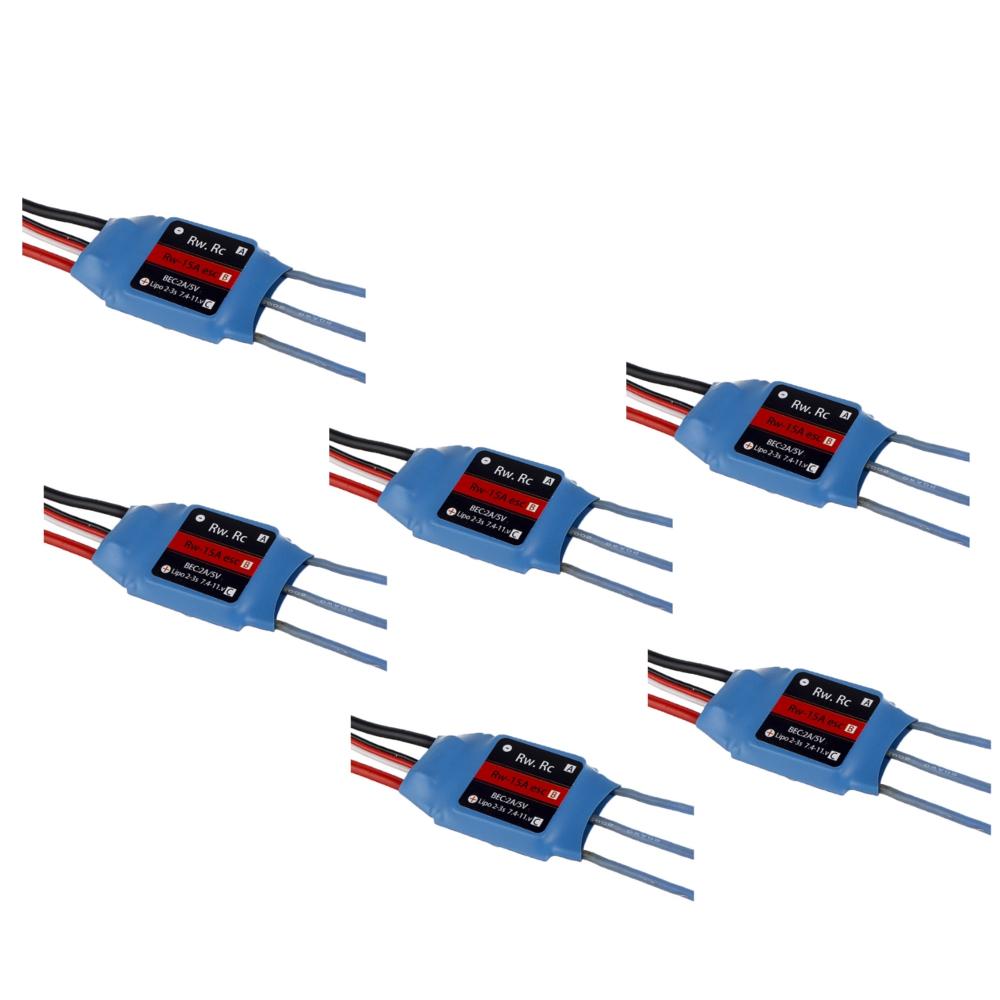 

6 PCS RW.RC 15A Brushless ESC 5V2A BEC 2S 3S for RC Models Fixed Wing Airplane Drone