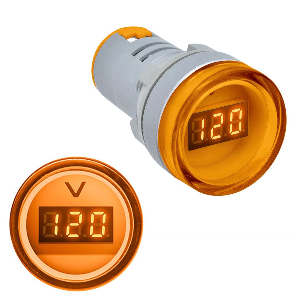 5pcs Yellow 22MM AD16 AD16-22DSV Type AC 60-500V Mini Voltage Meter LED Digital Display AC Voltmeter Indicator Light/Pil