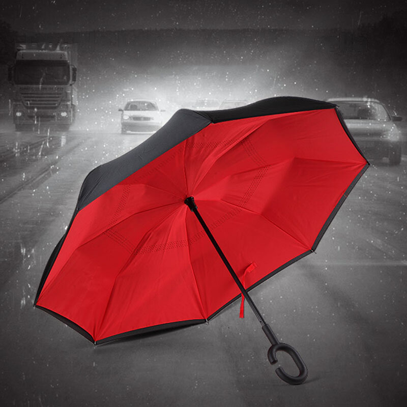 Cartoon My Hero Academia Car Reverse Umbrella With C-Shaped Handle UV Protection Inverted Folding Umbrellas Windproof And Rainproof Double Folding Inverted Umbrella 