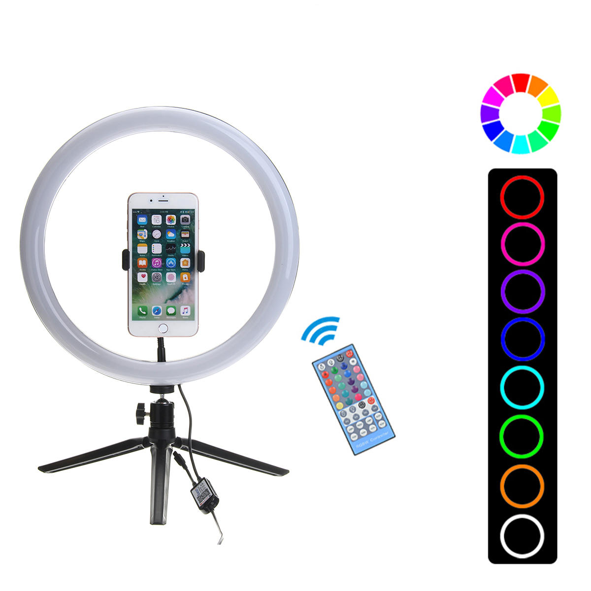 

Flash Selfie LED Ring Light Dimmable Desktop Removable Tripod Stand Phone Clip Holder for YouTube Tiktok Live Streaming
