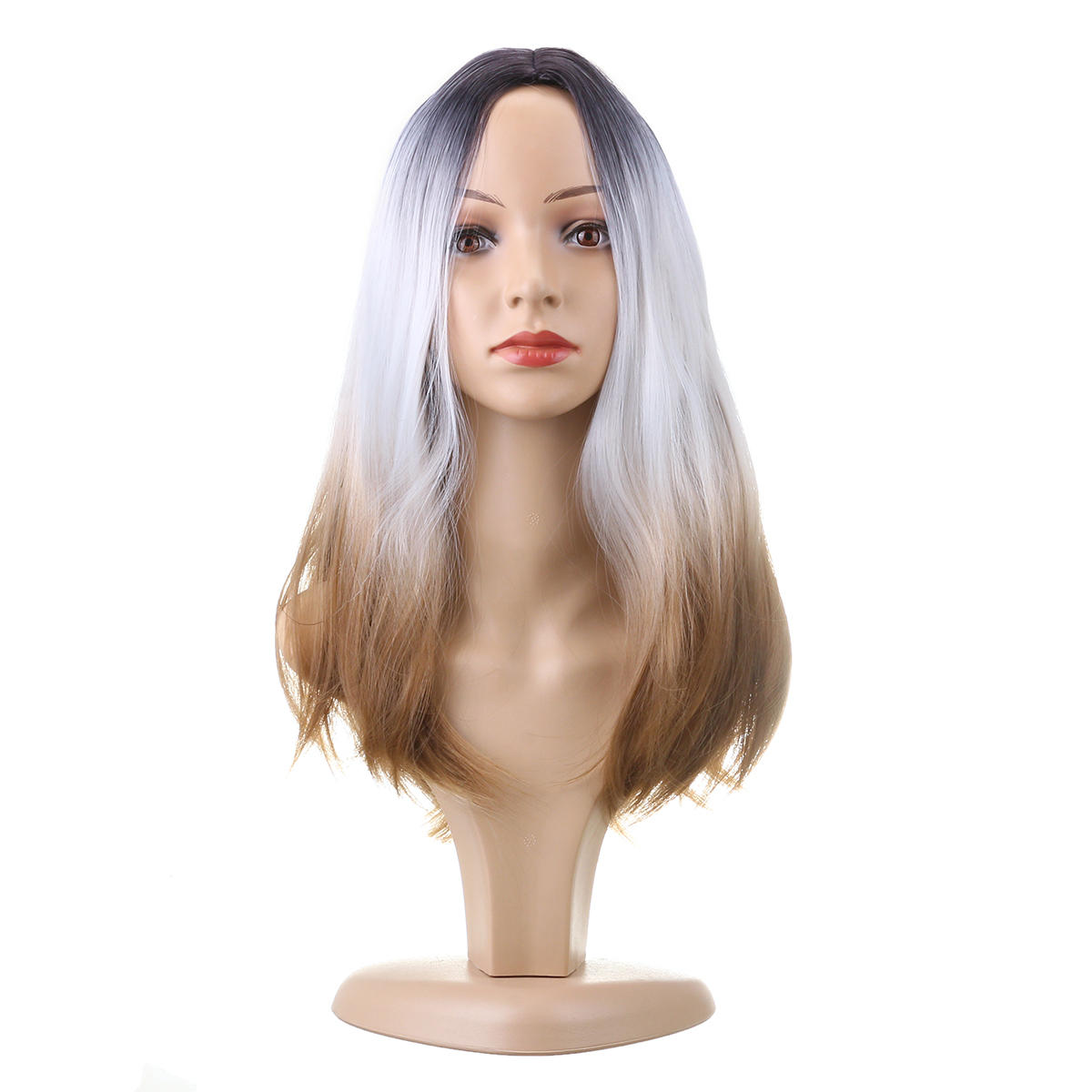 

hair 26" 270g Long Synthetic Hair Wig Adjustable Ombre Grey Body Wavy Hair Wigs For Women Cosplay Heat Resistant 1PC