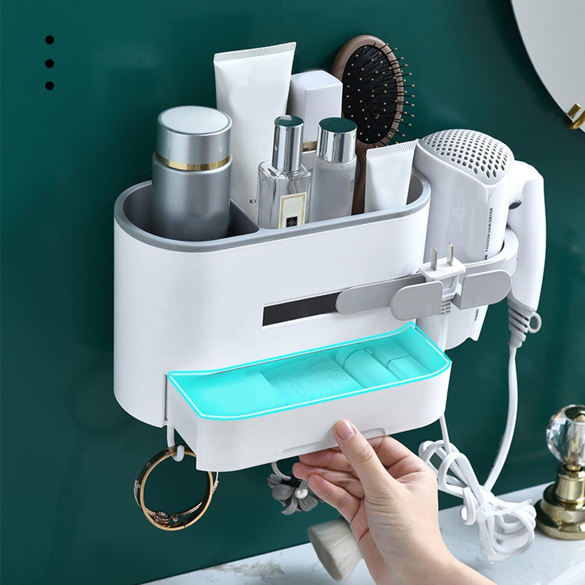 Toilet Shelve Hair Dryer,Curling Wand or Straightener Comb Holder Bathroom Wall Mount Stand Set Wall Hanger