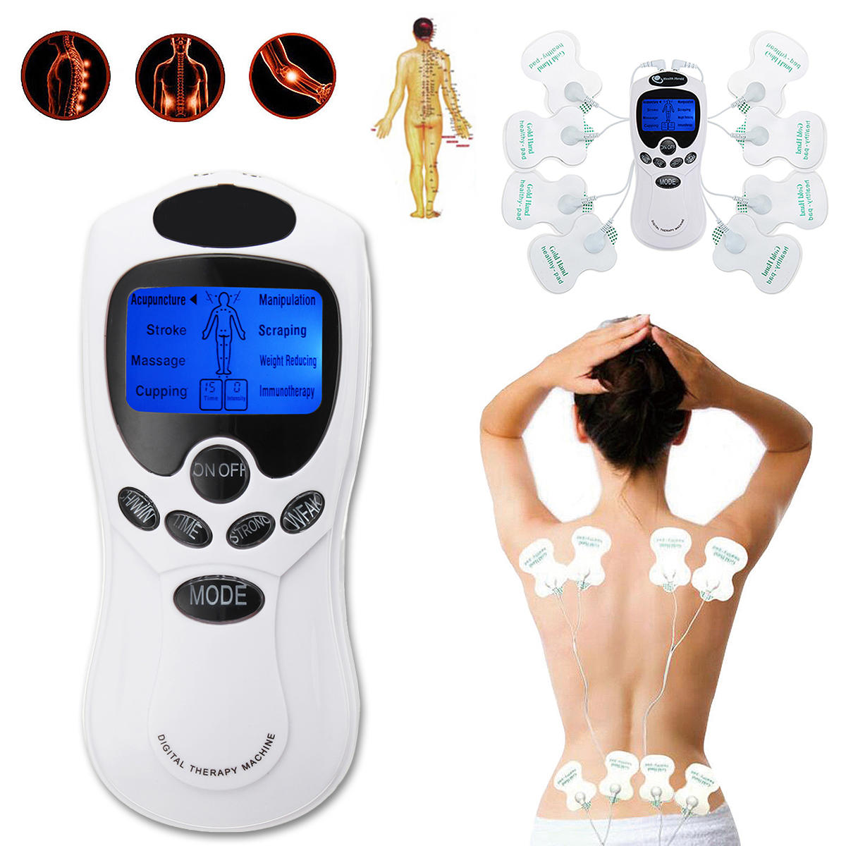 Unit 8 Modes Meridian Physiotherapy Instrument Fitness Fatigue Muscle Relif Electric Pulse Massager