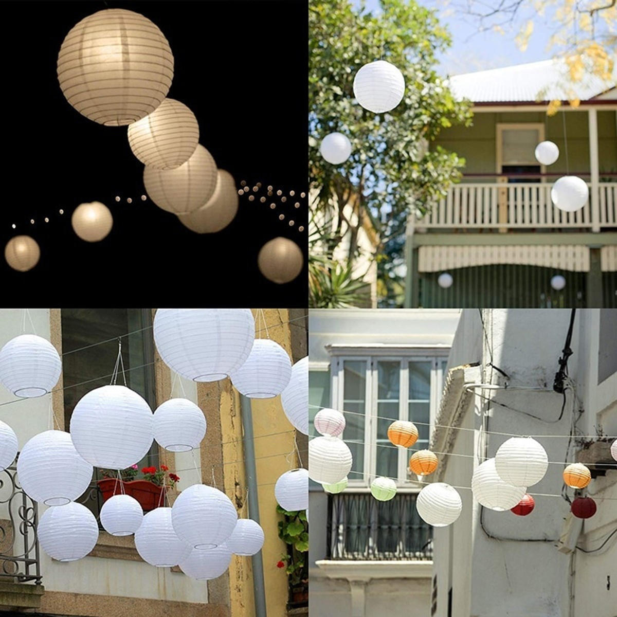 3 STKS Witte ronde papieren lantaarns Chinese hangende decoraties Decoratieve lantaarns voor bruilof