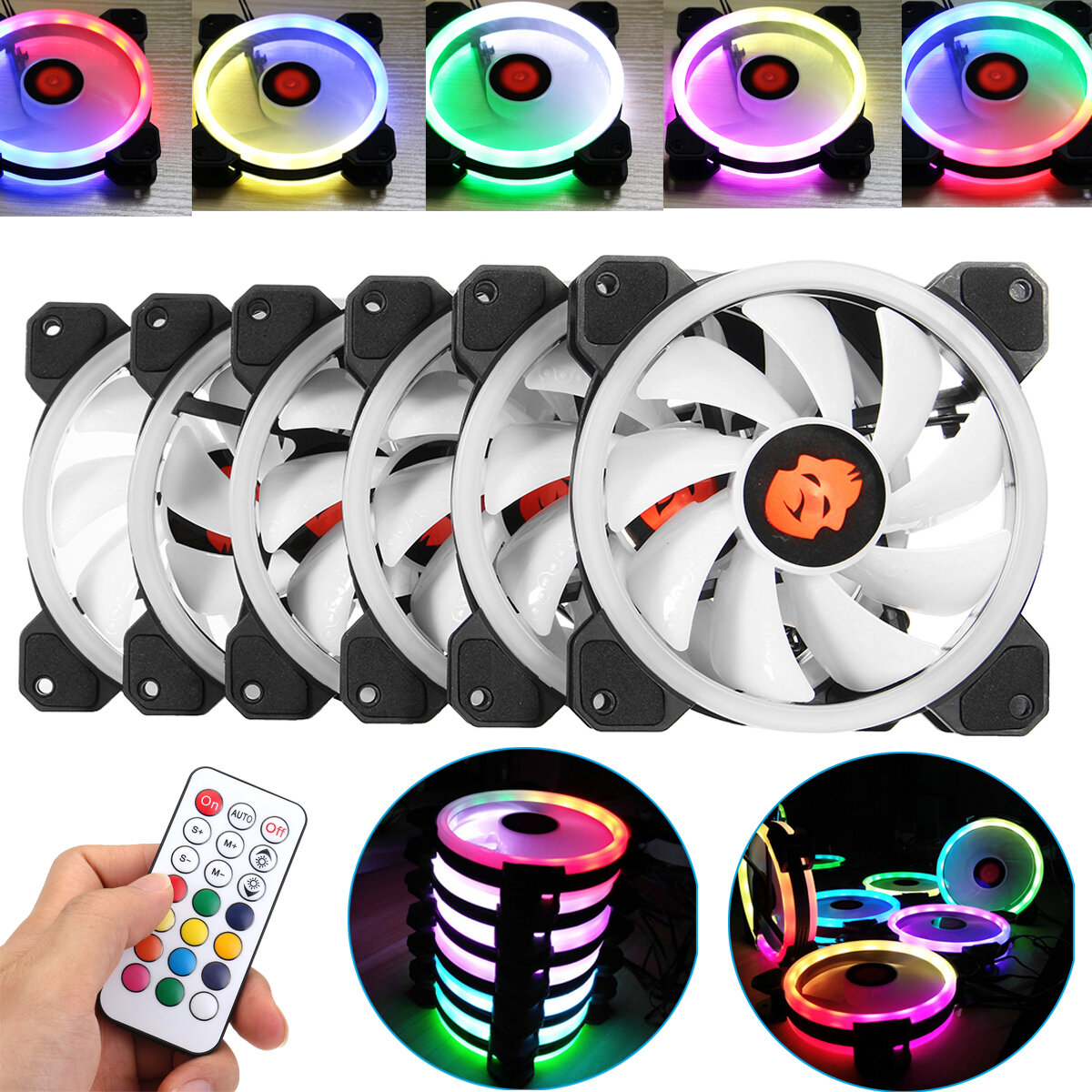 best price,coolmoon,6pcs,120mm,adjustable,rgb,led,computer,cooling,fan,eu,discount