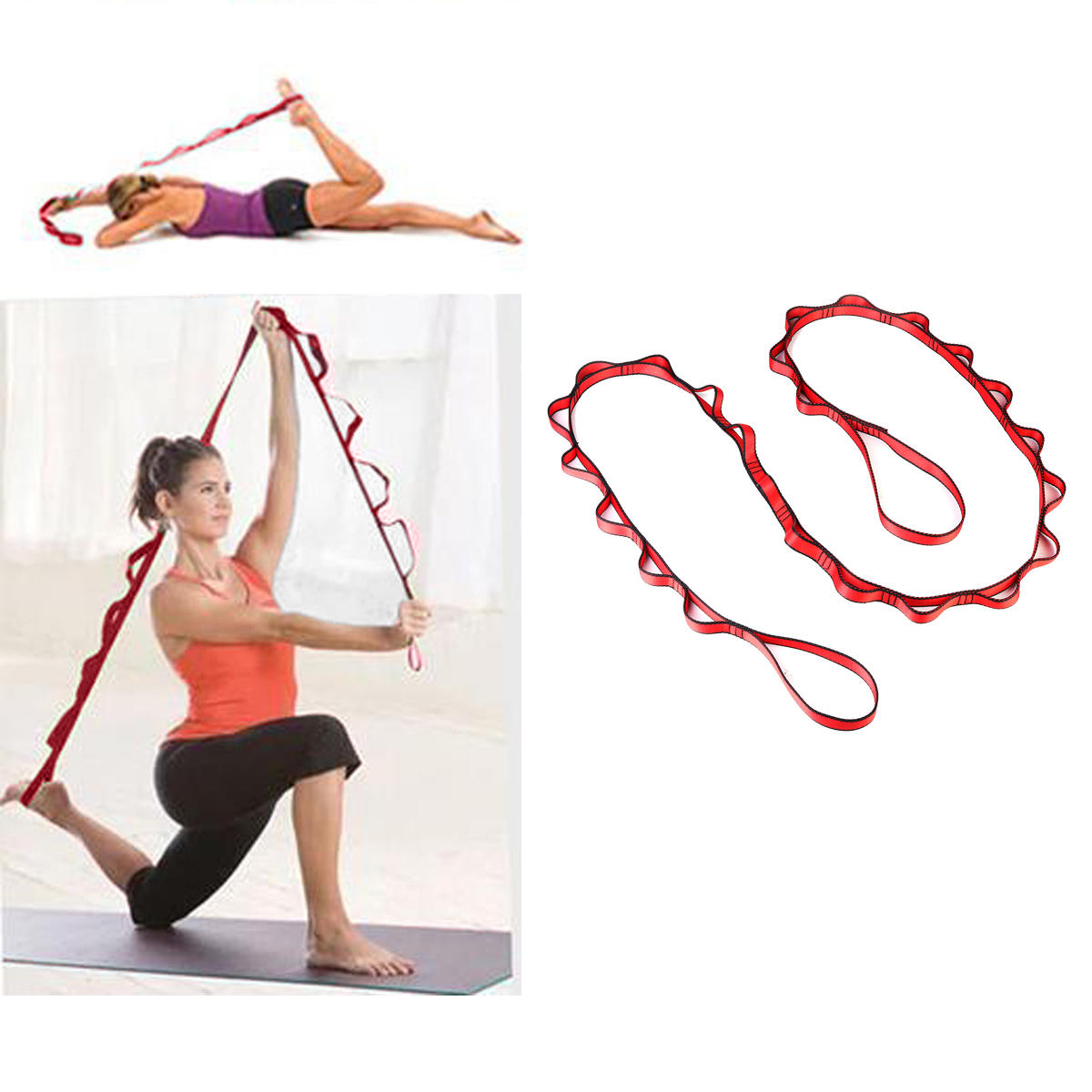Image of Multifunktions Yoga Stretchgurt Grtel Taille Bein Fitness Sport Mehrzweck-Fitness Fitness Yoga Training Stretchgurt