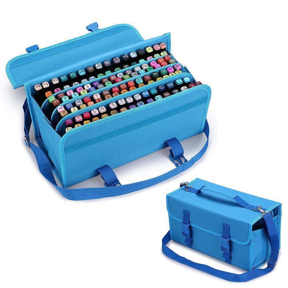 120 Holes 4 Layers Oxford Pencil Case School Marker Pen Storage Box Pouch Bag Holder Marker Painting