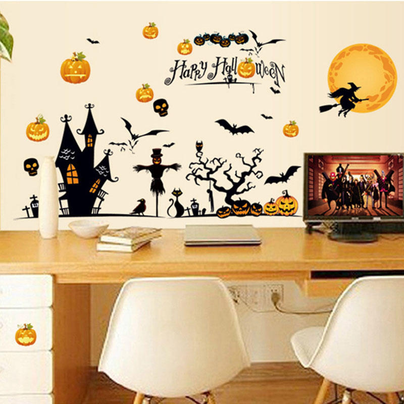 Miico MJ8006 Halloween Sticker Cartoon Sticker Removable Wall Sticker For Halloween Decoration Room 