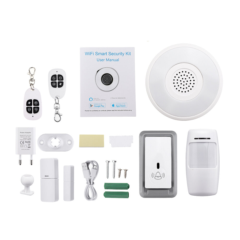 Wireless WiFi Cloud Alexa Smart Home Alarm Kit Gateway by Smart Life Tuya Smart App Control